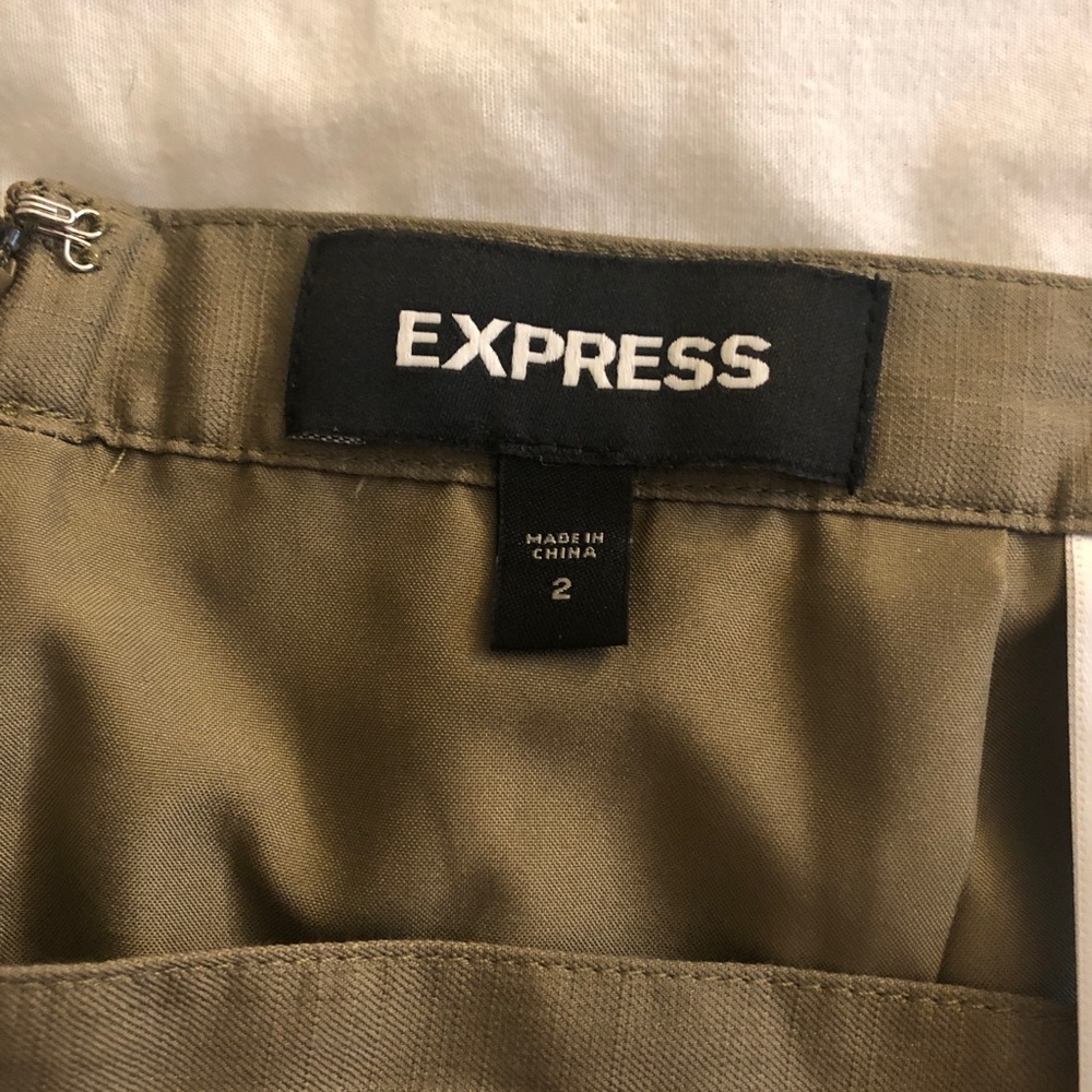 Express olive green ruffled skirt